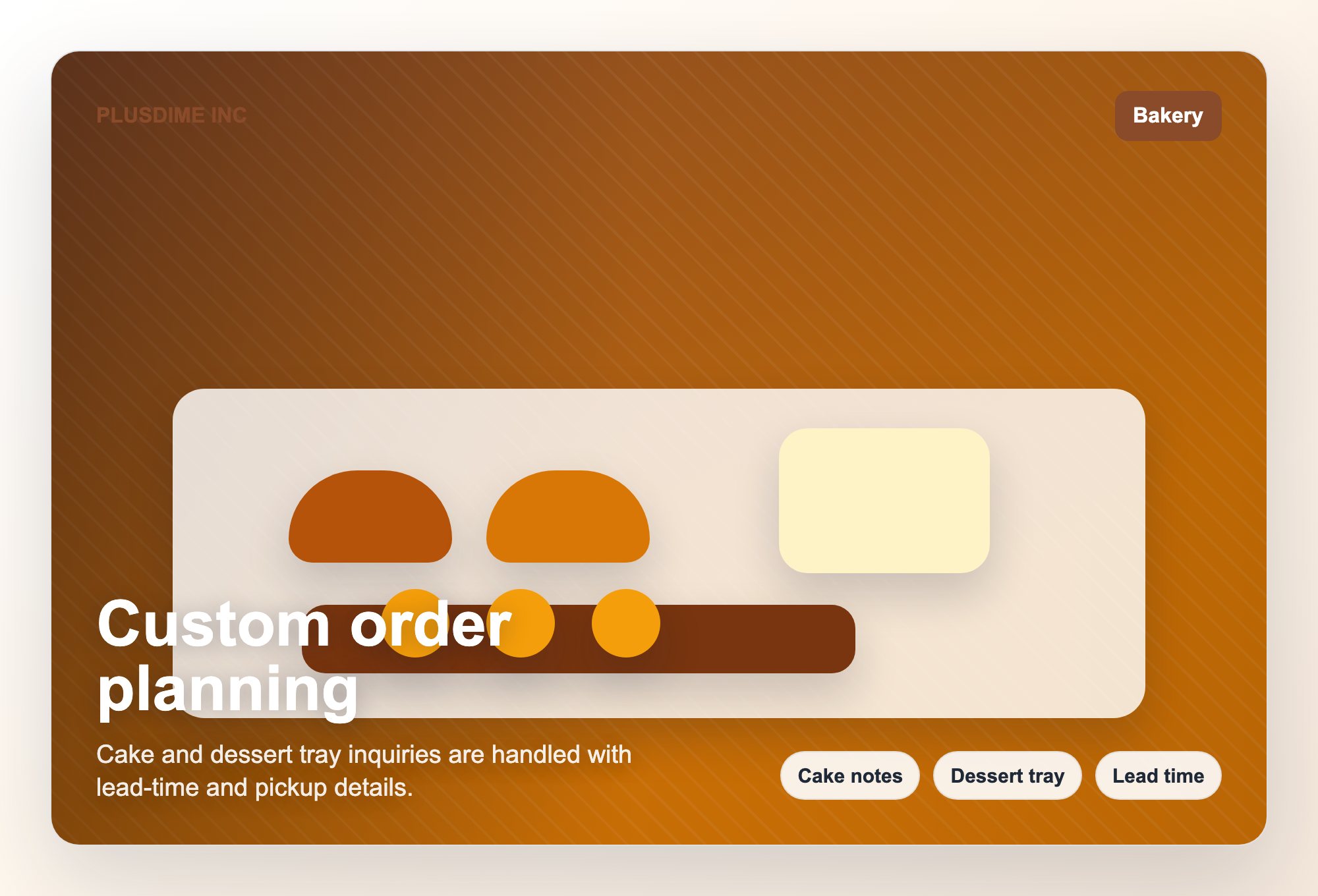 Custom order planning visual for PLUSDIME INC